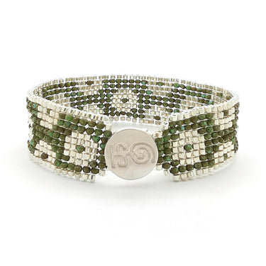 Brazalete Telar Plata Delgado Rondanas Turquesa T